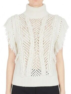 SASS & BIDE Mojo Kiki Fringe Cable Knit Pullover Sweater Vest